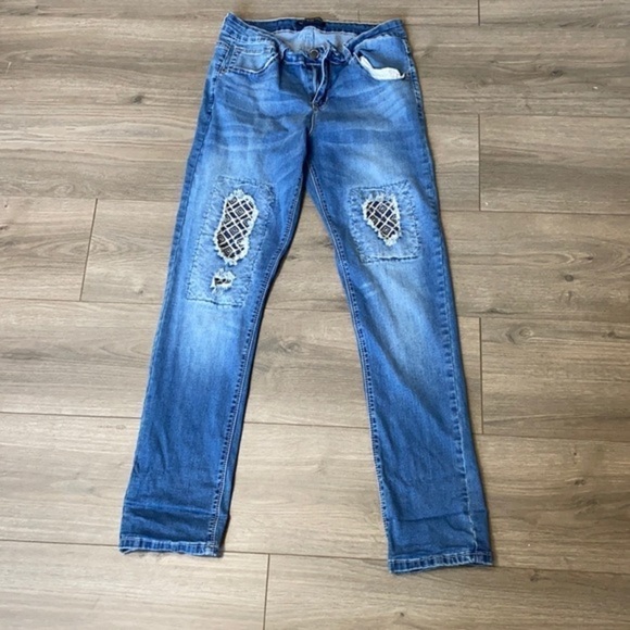 Twenty one Black Premium Distressed Patch Jeans - Picture 1 of 8